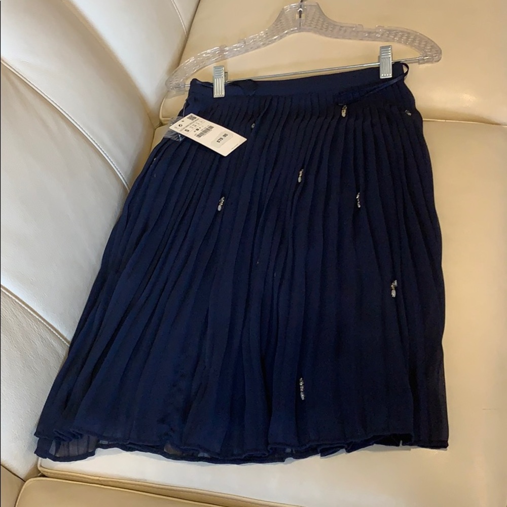 Zara navy pleated skirt